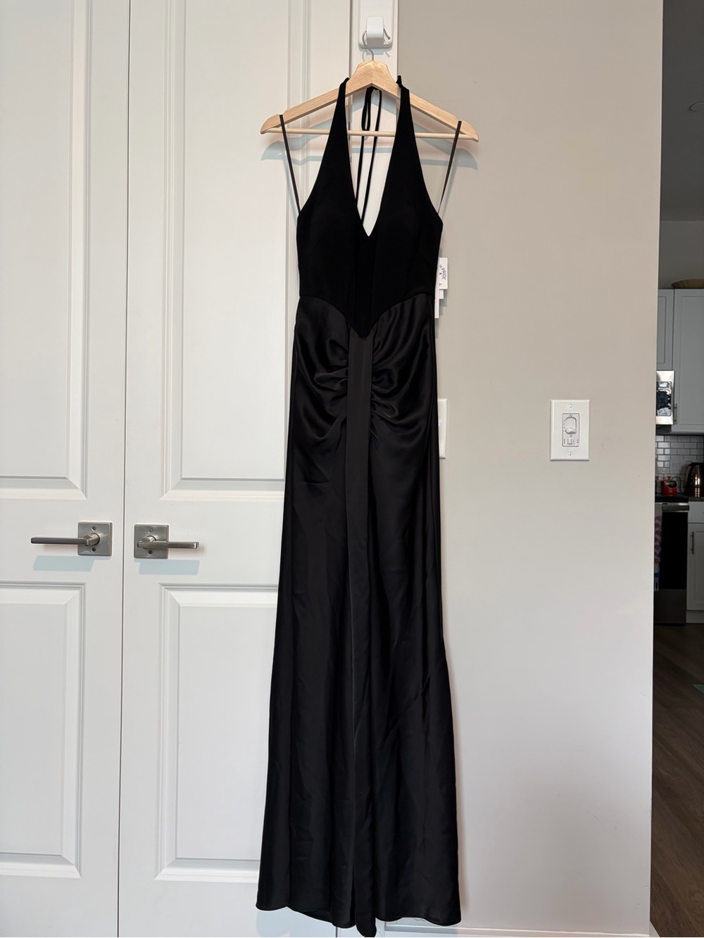 Black Halter Maxi Dress with Ruched Waist/Hips
